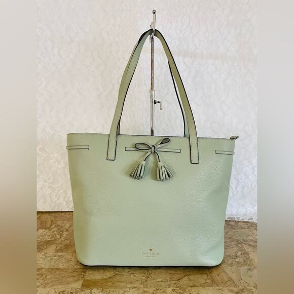 KATE SPADE mint pebble leather large tote shoulder bag - Picture 1 of 9